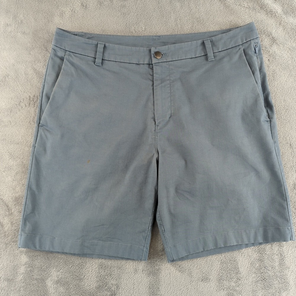 Lululemon Commission Shorts Mens 36 Blue Oxford 9" Classic Fit FLAW Casual Chino